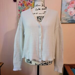 For The Republic Super Soft Light Gray Button Down Cardigan Sweater, M. EUC
